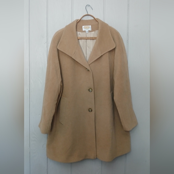 Camel Hair Button Down Coat Talbots Size 20W - Picture 2 of 11
